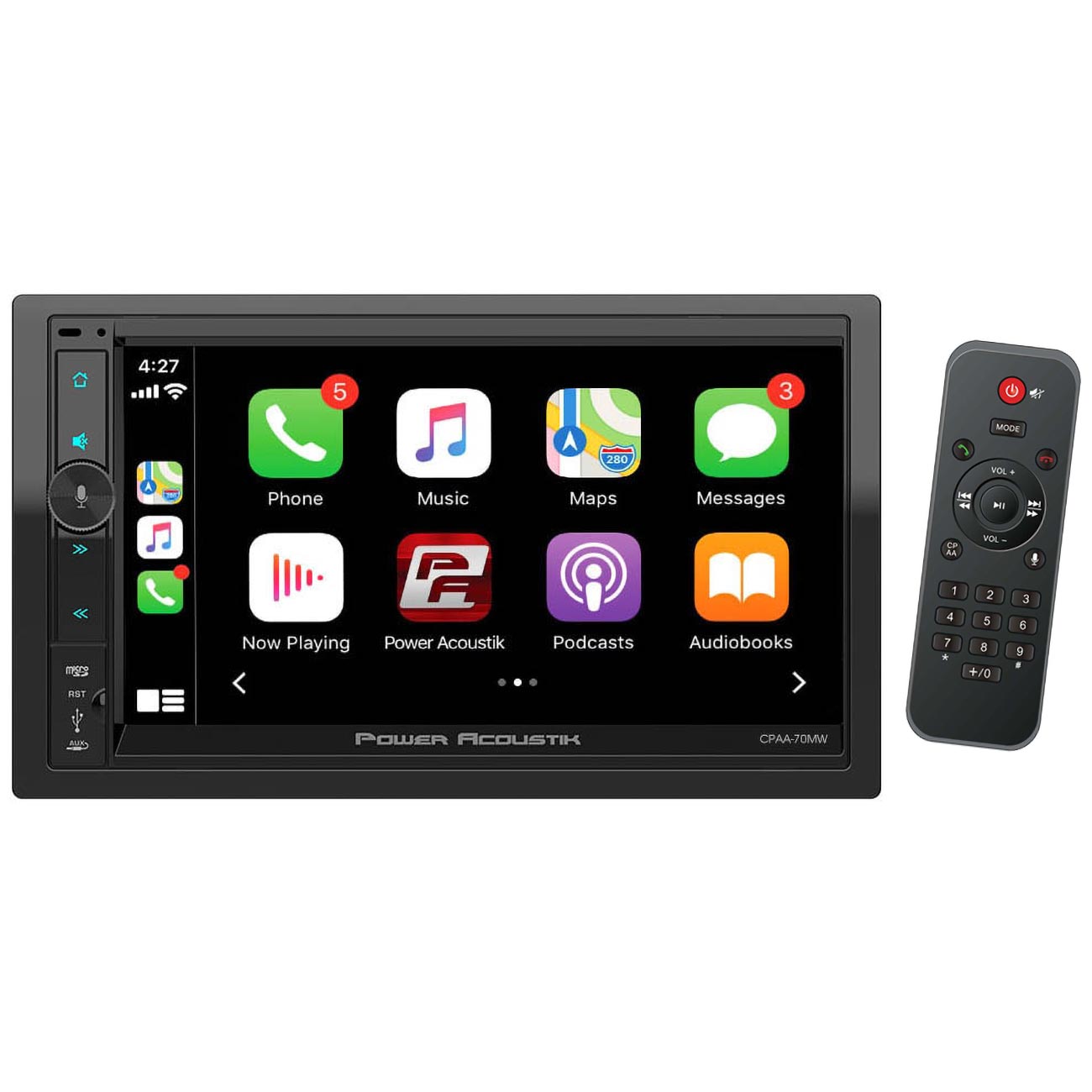 Power Acoustik 7‚Äù Double DIN Receiver with Wireless Apple CarPlay/Android Auto