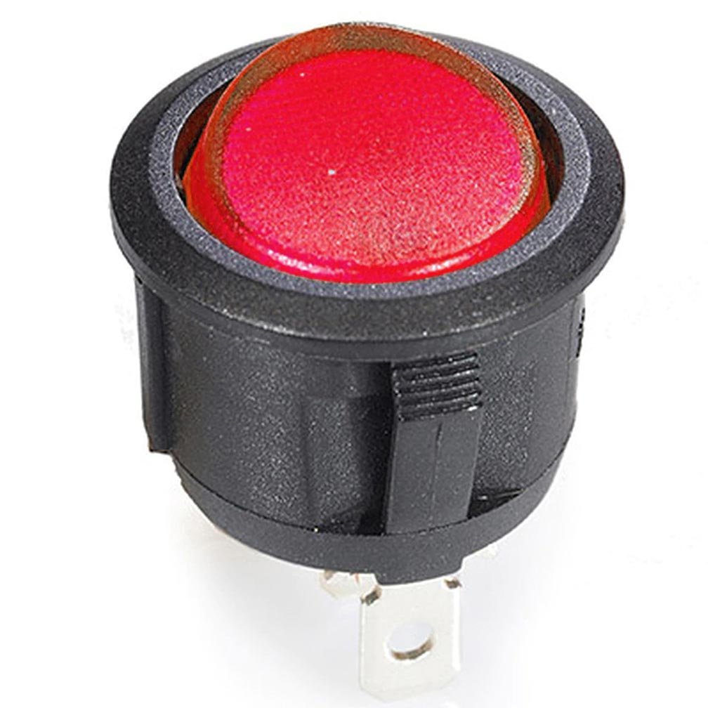 SWITCH ROUND ROCKER W/RED LED 10 PACK