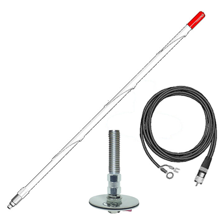 Firestik 2' (61cm) Single Roof Mount "NGP" Kit Complete (White)
