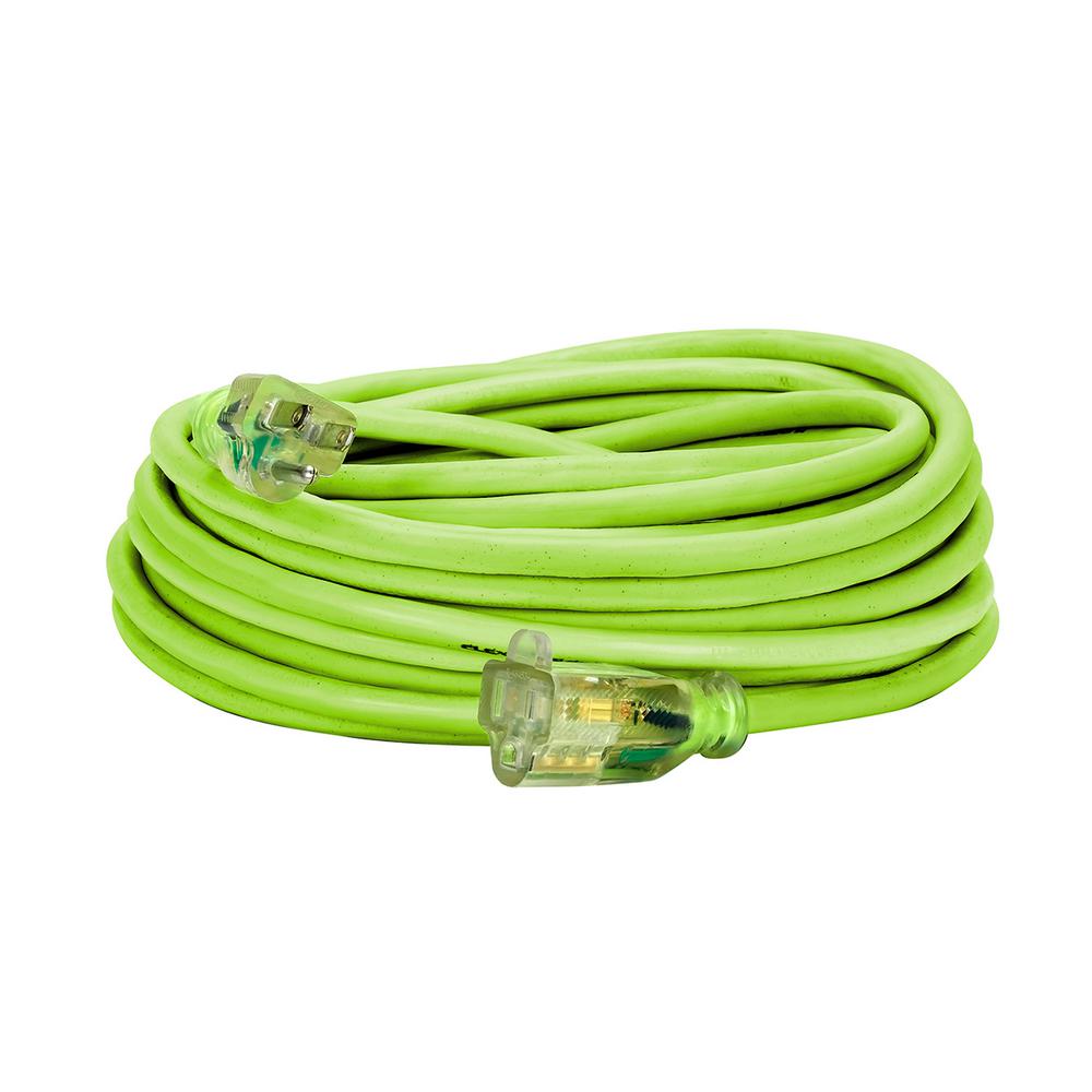 Flexzilla¬Æ Pro Extension Cord 14/3 AWG SJTW 50' Outdoor Lighted Plug ZillaGreen‚Ñ¢