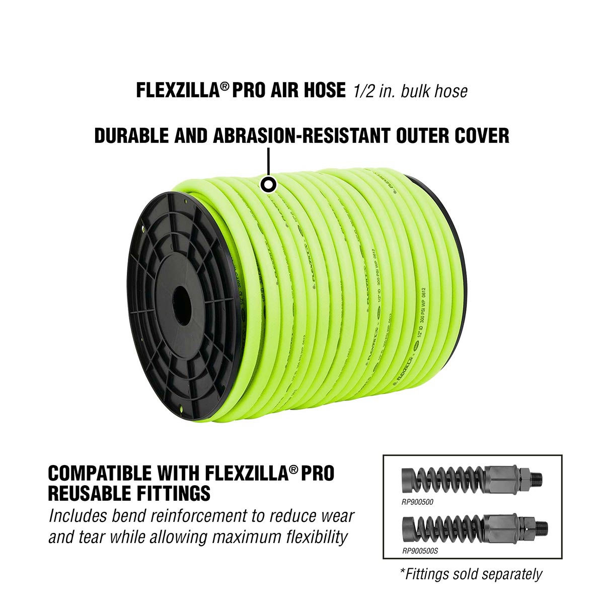 Flexzilla Pro Heavy Duty Lightweight Bulk Air Hose 1/2" x 250' on Plastic Spool