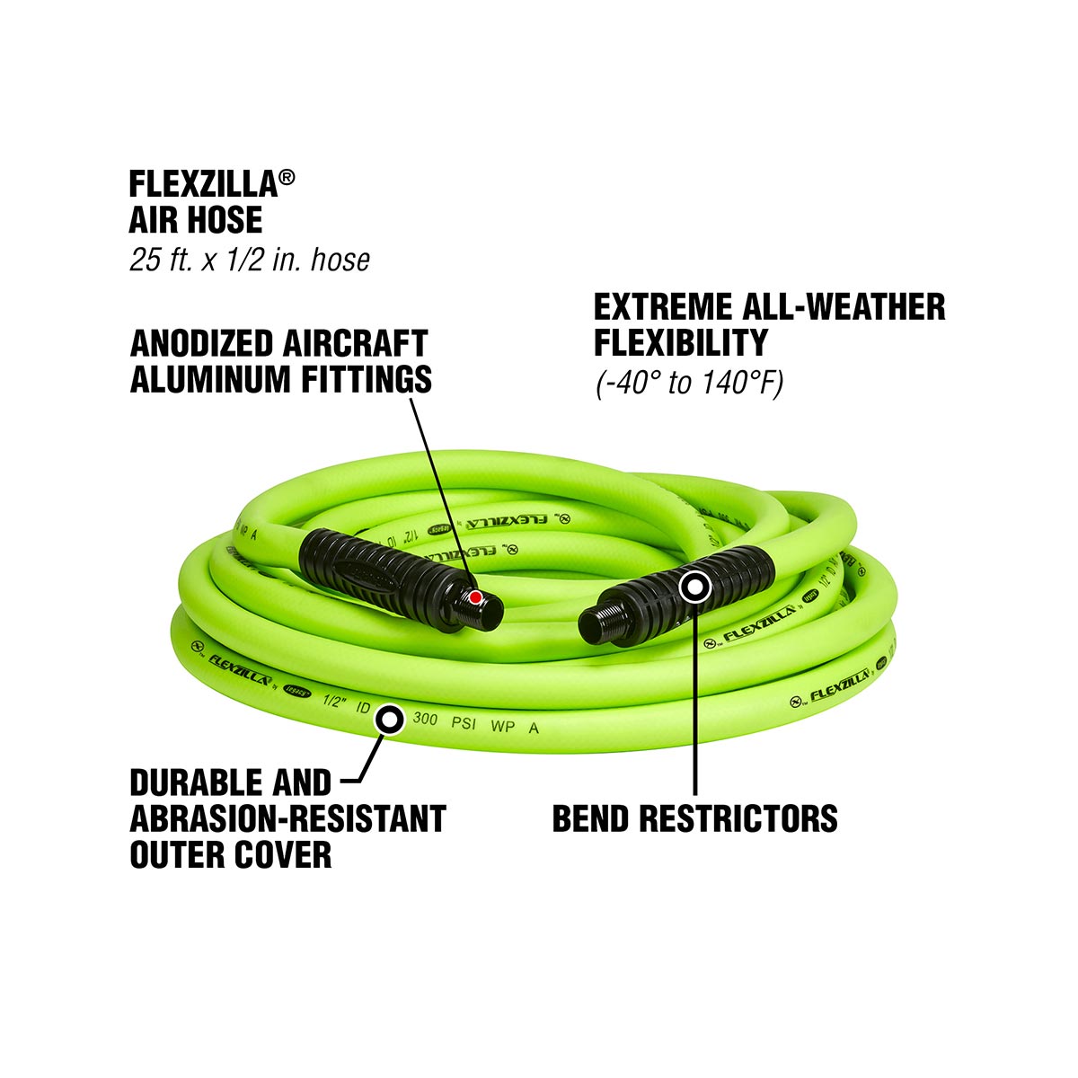 Flexzilla Heavy Duty Lightweight Air Hose 1/2" x 25'