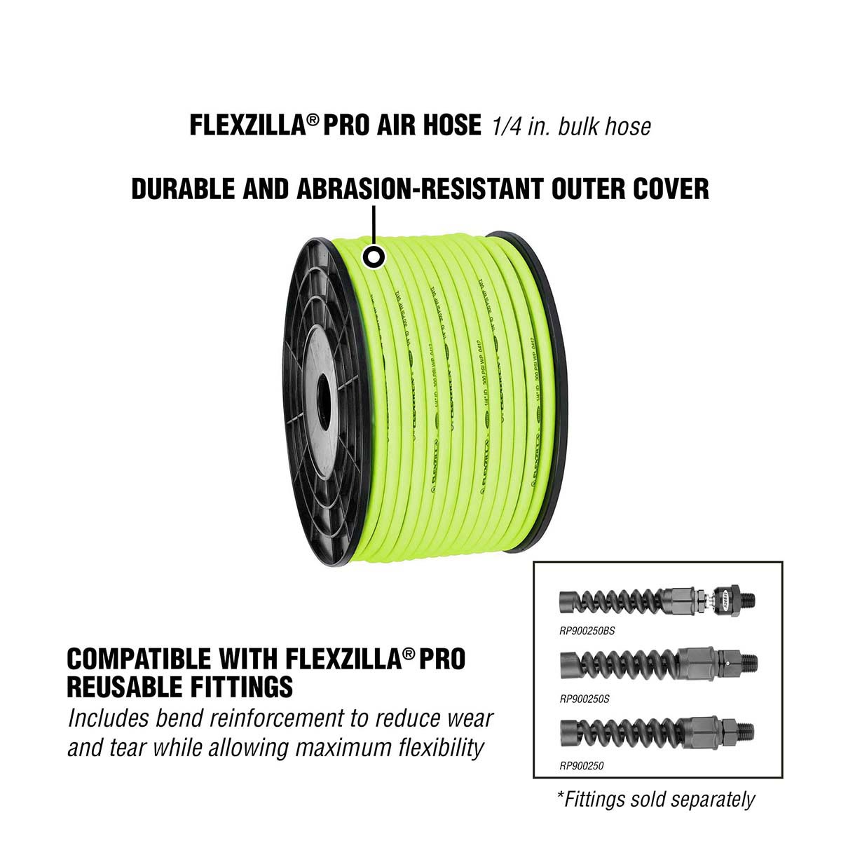Flexzilla Heavy Duty Lightweight Air Hose 1/4" x 100' with ColorConnex Coupler and Plug - (Red) Ty