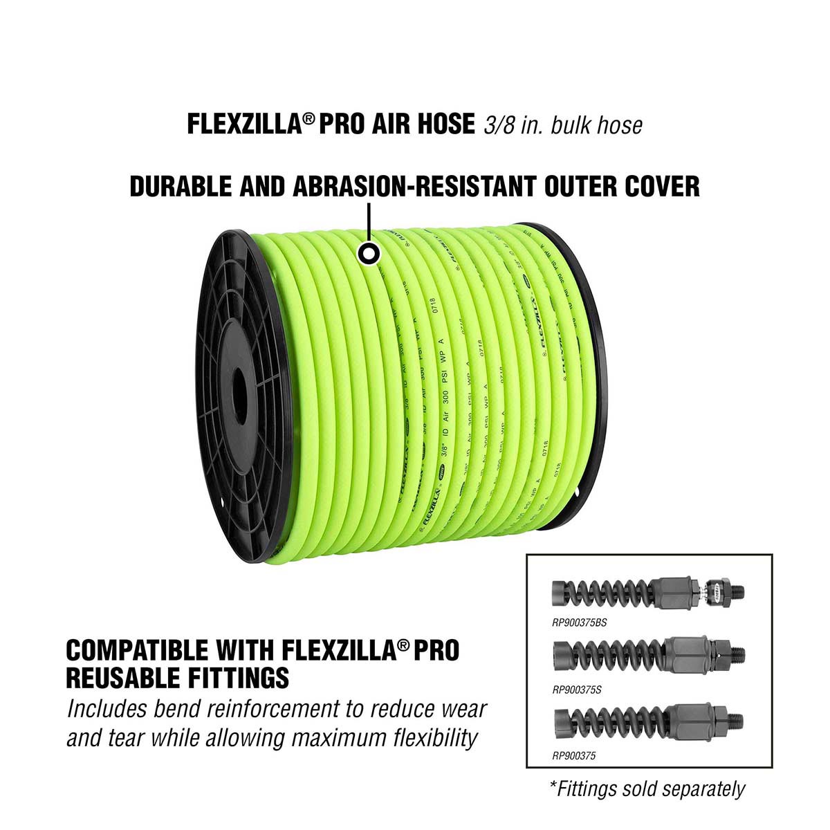 Flexzilla Pro Heavy Duty Lightweight Bulk Air Hose 3/8‚Ä≥ x 250‚Ä≤ on Plastic Spool
