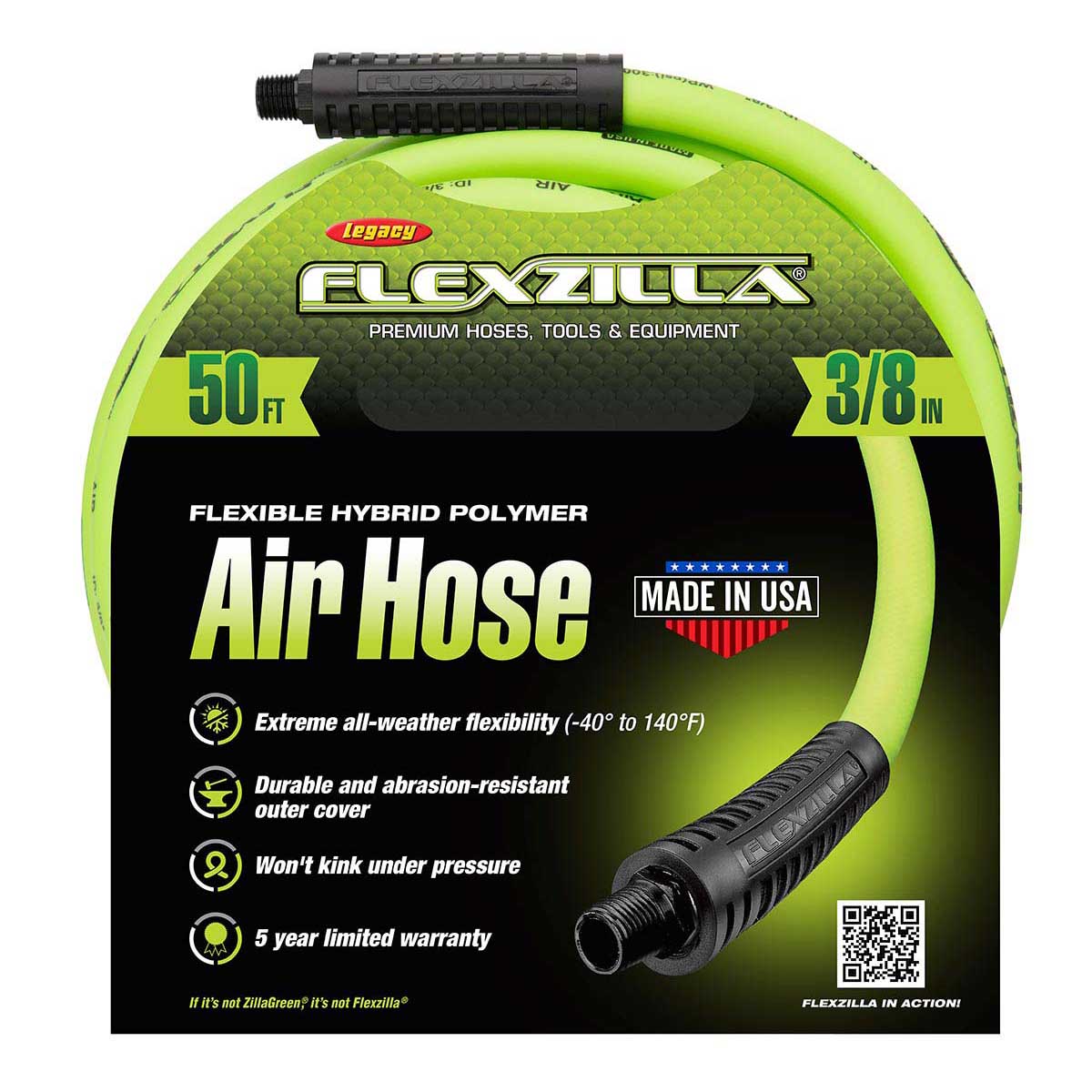 Flexzilla Heavy Duty Lightweight Air Hose 3/8" x 50' [HFZ3850YW2]
