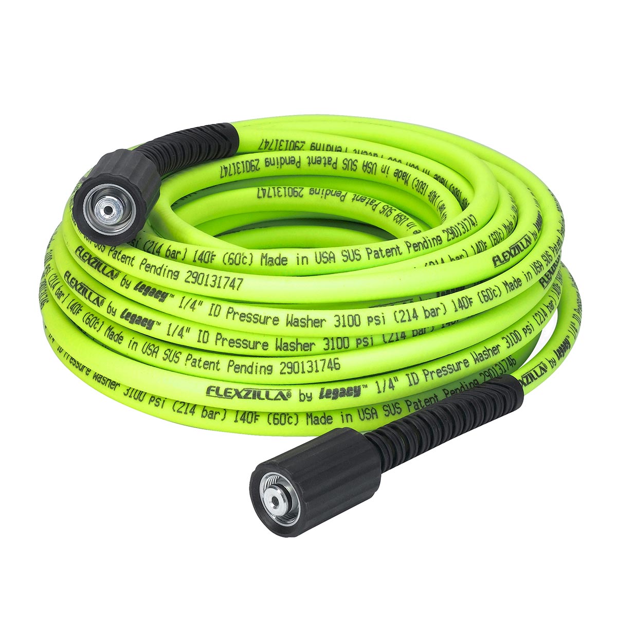 Flexzilla¬Æ Pressure Washer Hose 1/4" x 50‚Äô 3100 PSI M22 Fittings ZillaGreen¬Æ