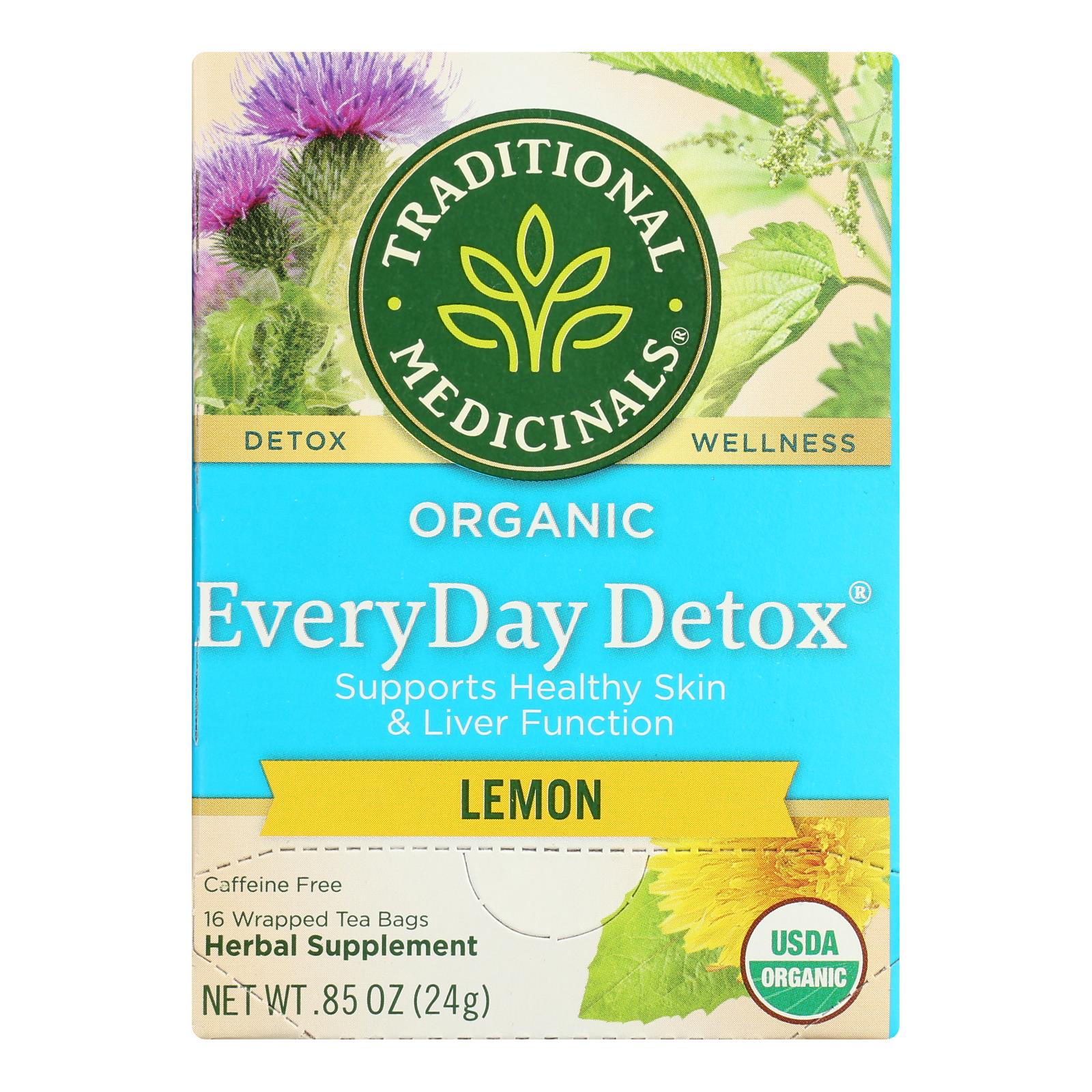 Traditional Medicinals Lemon EveryDay Detox Herbal Tea - 16 Tea Bags - Case of 6