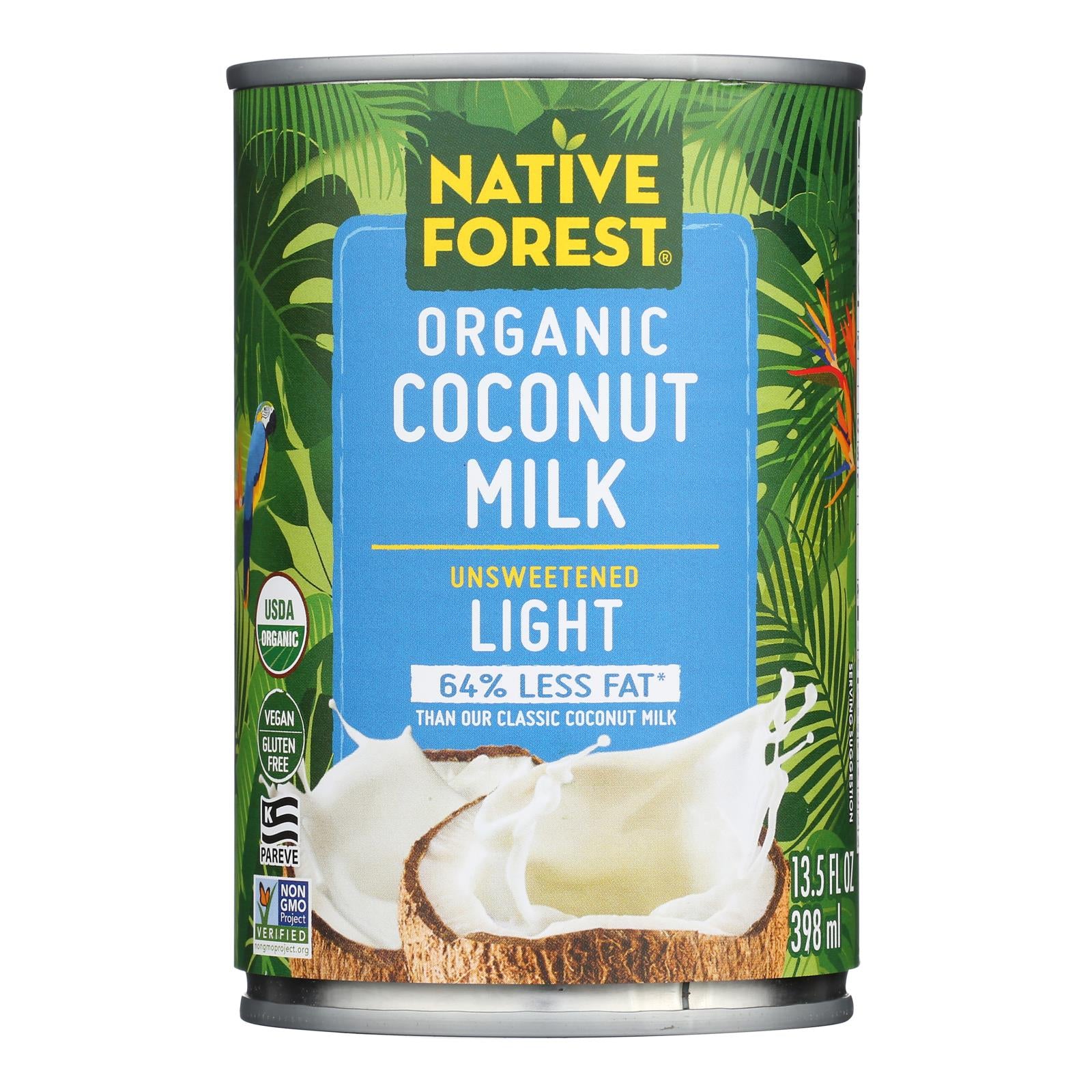 Native Forest Organic Light Milk - Coconut - Case of 12 - 13.5 Fl oz.