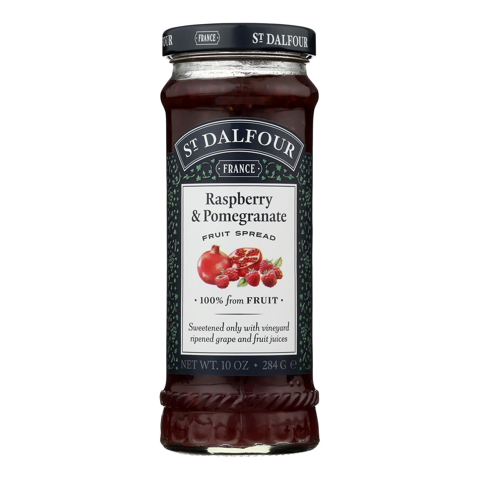 St Dalfour Fruit Spread - Deluxe - 100 Percent Fruit - Raspberry and Pomegranate - 10 oz - Case of 6