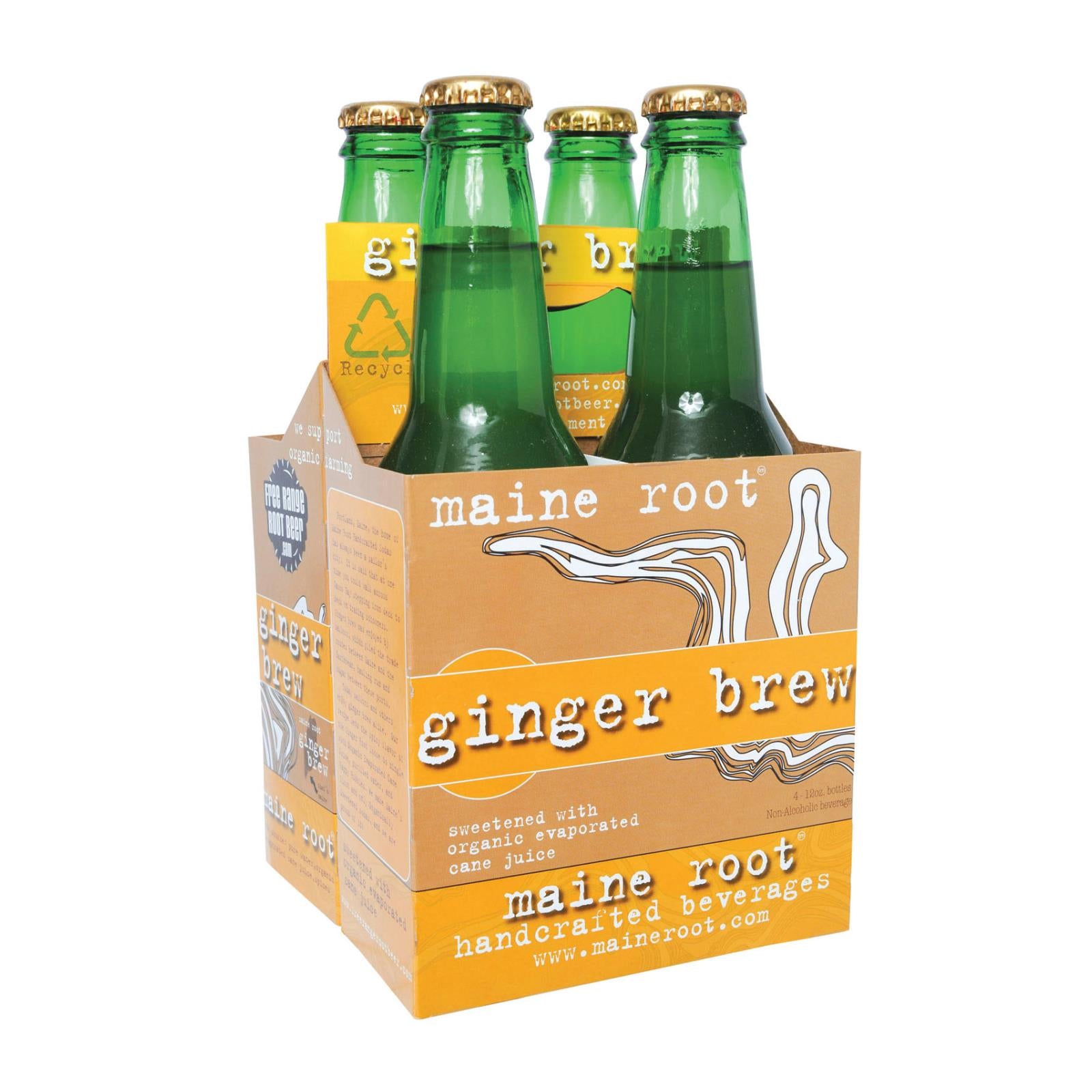 Maine Root Ginger Brew Soda - Case of 6 - 12 Fl oz.