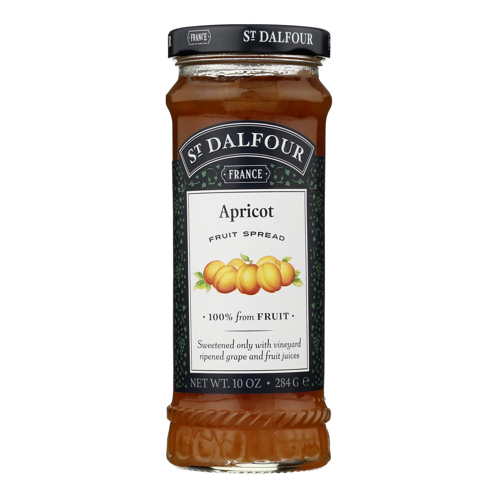 St Dalfour Fruit Spread - Deluxe - 100 Percent Fruit - Thick Apricot - 10 oz - Case of 6