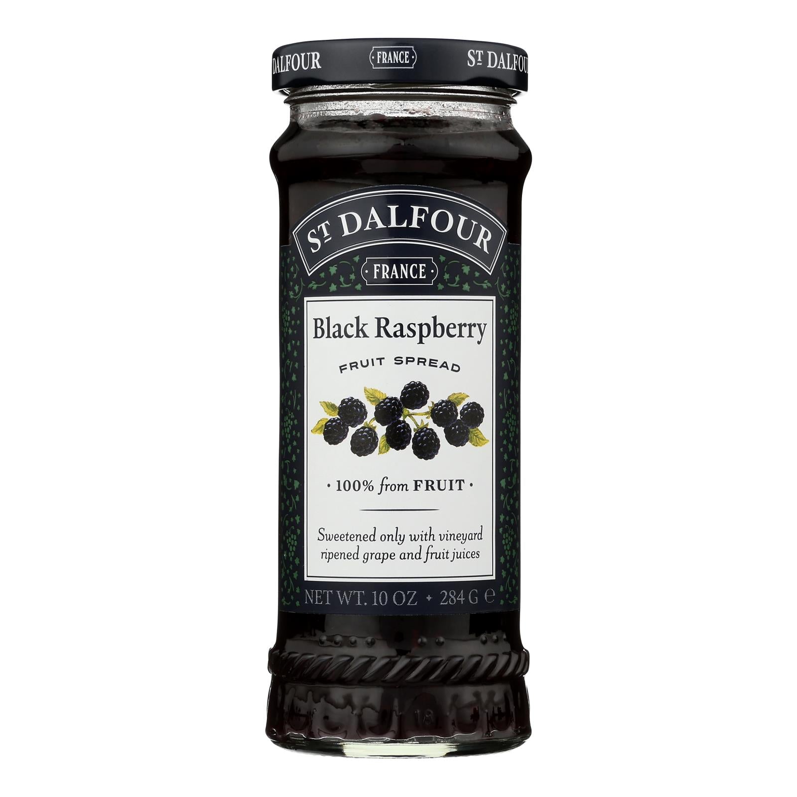 St Dalfour Fruit Spread - Deluxe - 100 Percent Fruit - Black Raspberry - 10 oz - Case of 6