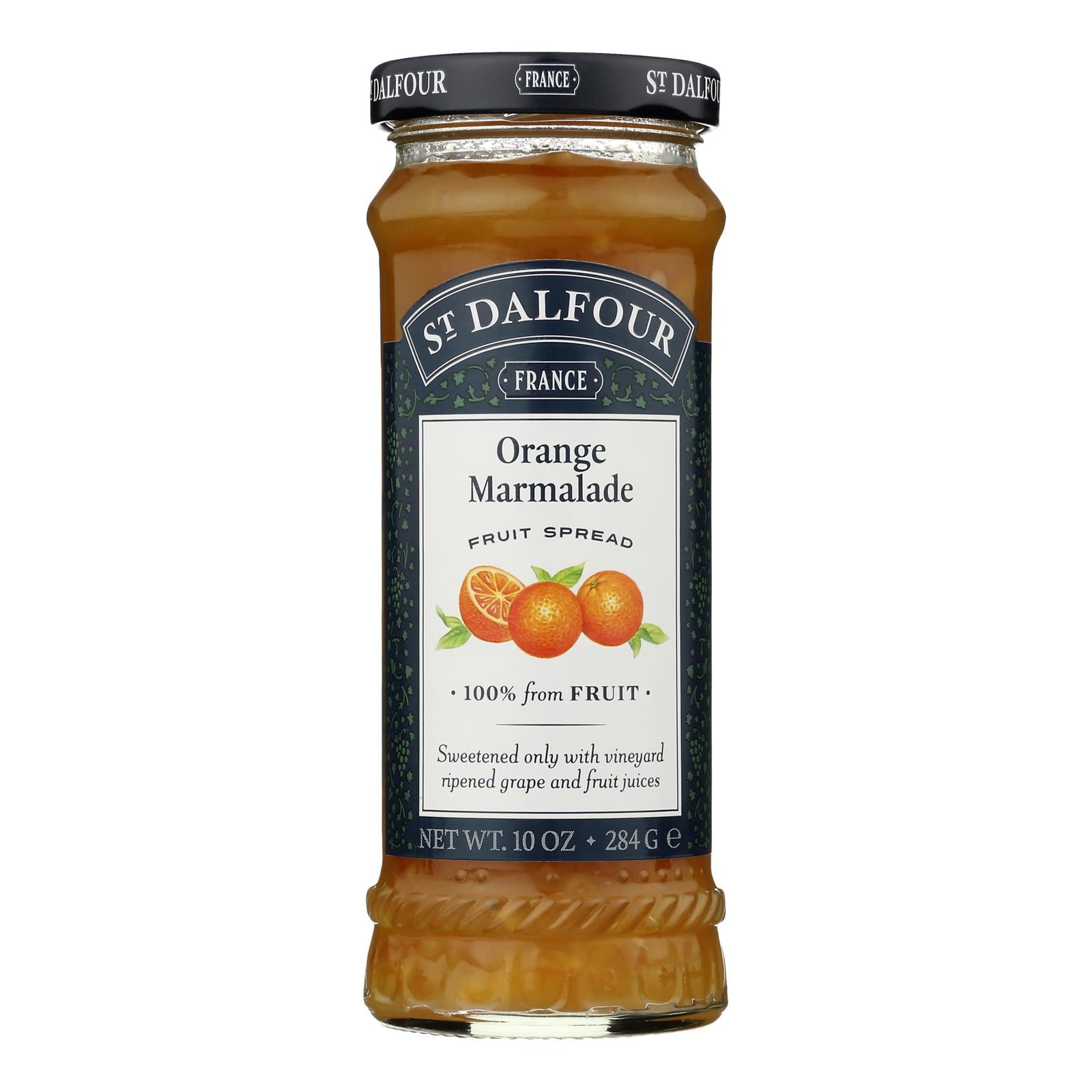 St Dalfour Fruit Spread - Deluxe - 100 Percent Fruit - Orange Marmalade - 10 oz - Case of 6