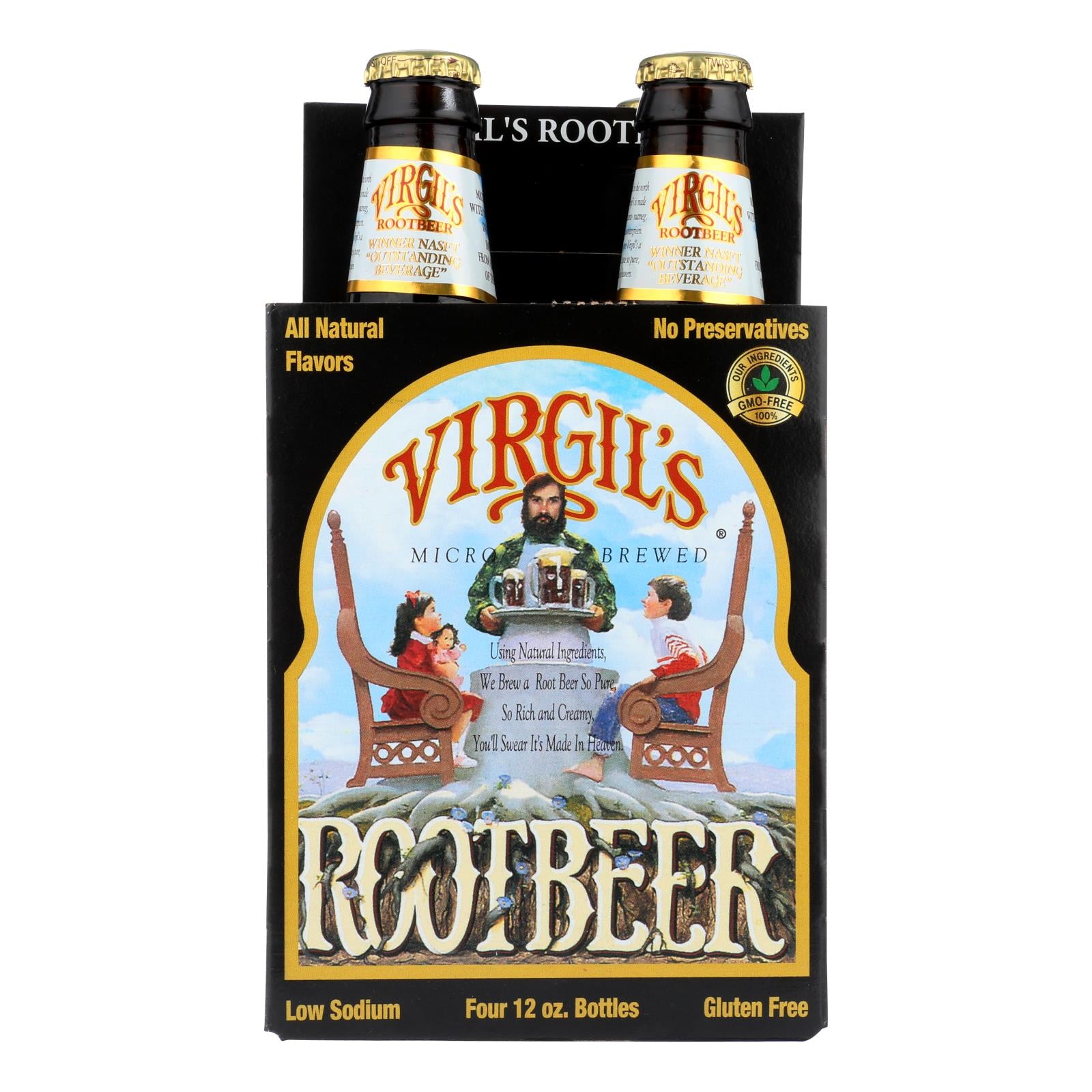 Virgil's Rootbeer Natural Micro Brewed Soda - Root Beer - Case of 6 - 4/12 fl oz