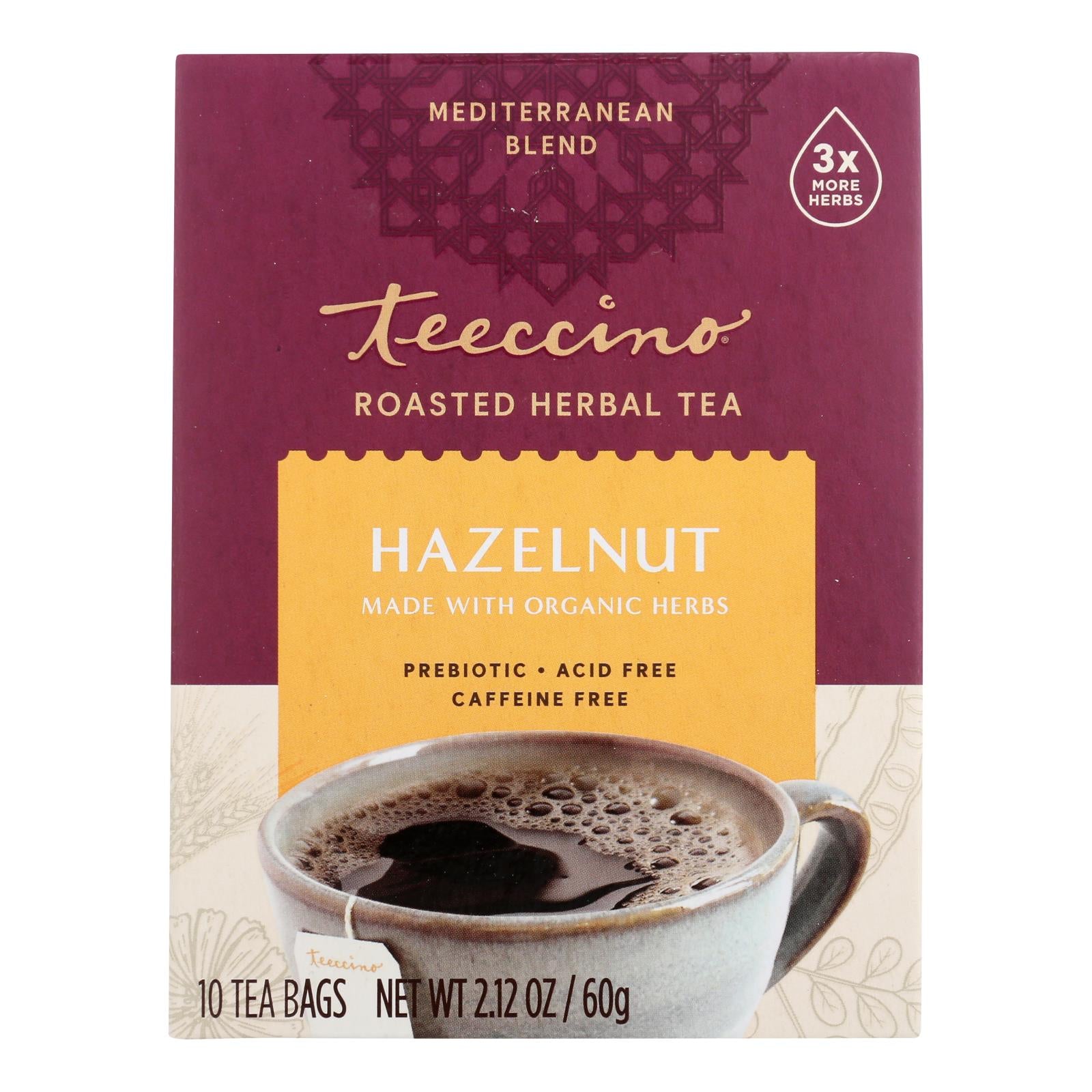 Teeccino Herbal Coffee Hazelnut - 10 Tea Bags - Case of 6