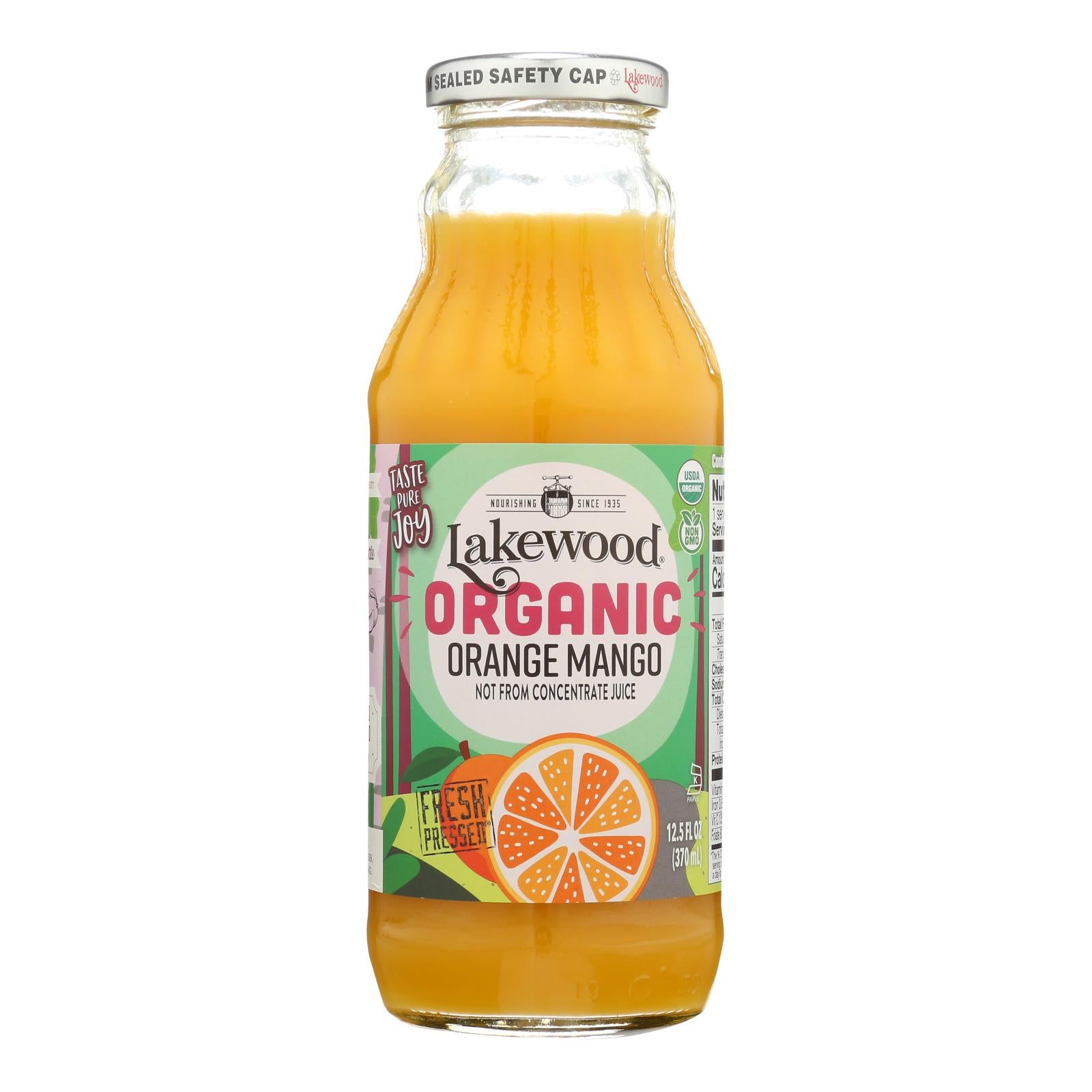 Lakewood Organic Orange Mango Juice - Mango - Case of 12 - 12.5 Fl oz.