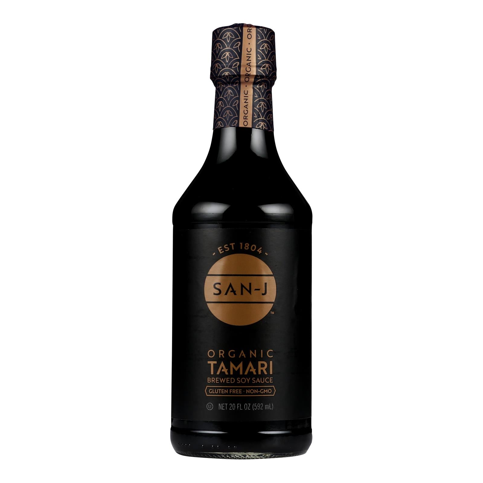 San - J Tamari Soy Sauce - Organic - Case of 6 - 20 Fl oz.