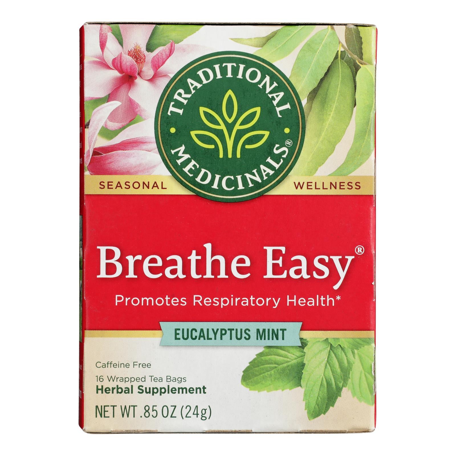 Traditional Medicinals Breathe Easy Herbal Tea - Caffeine Free - 16 Bags