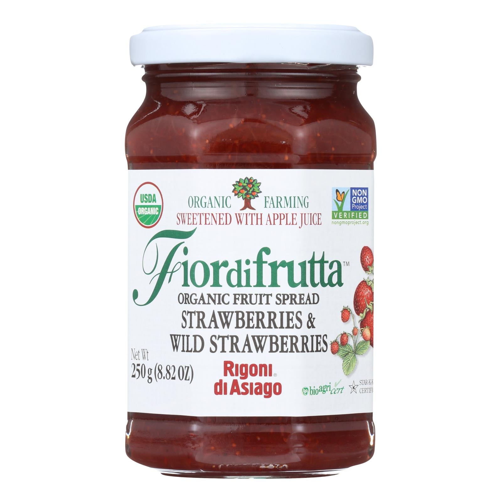 Fiordifrutta Organic Fruit Spread Strawberry - Fruit Spread Strawberry - Case of 6 - 8.82 oz.
