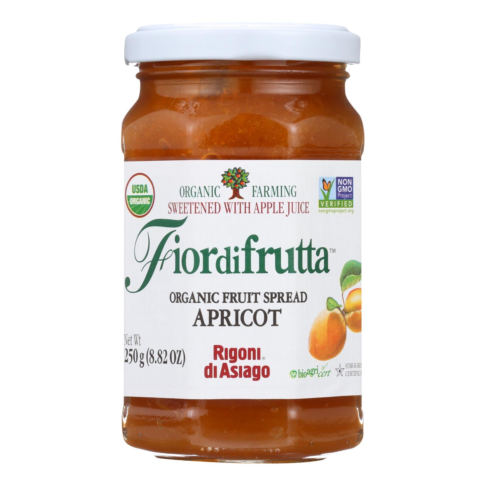 Fiordifrutta Organic Fruit Spread Apricot - Fruit Spread Apricot - Case of 6 - 8.82 oz.
