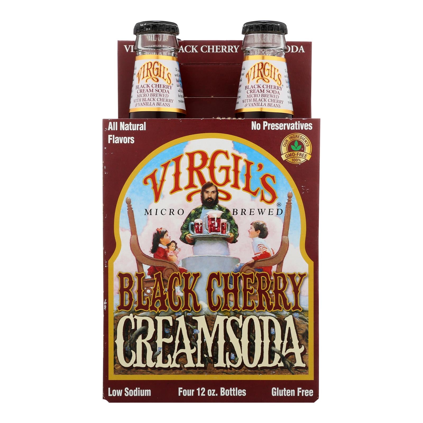 Virgil's Rootbeer Cream Soda - Black Cherry - Case of 6 - 12 Fl oz.