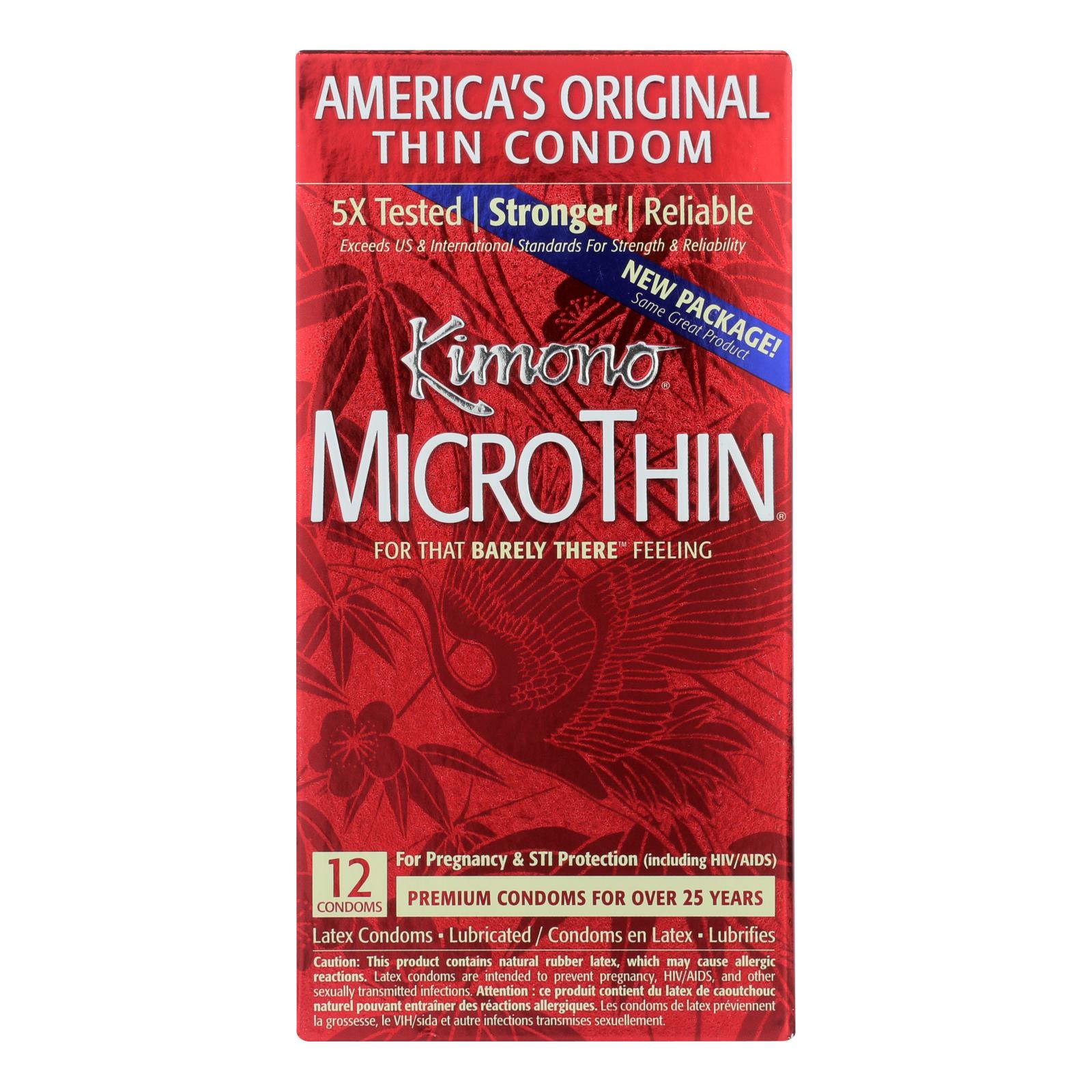 Mayer Laboratories Kimono Ultra Thin Lubricated Latex Condoms - 12 Pack