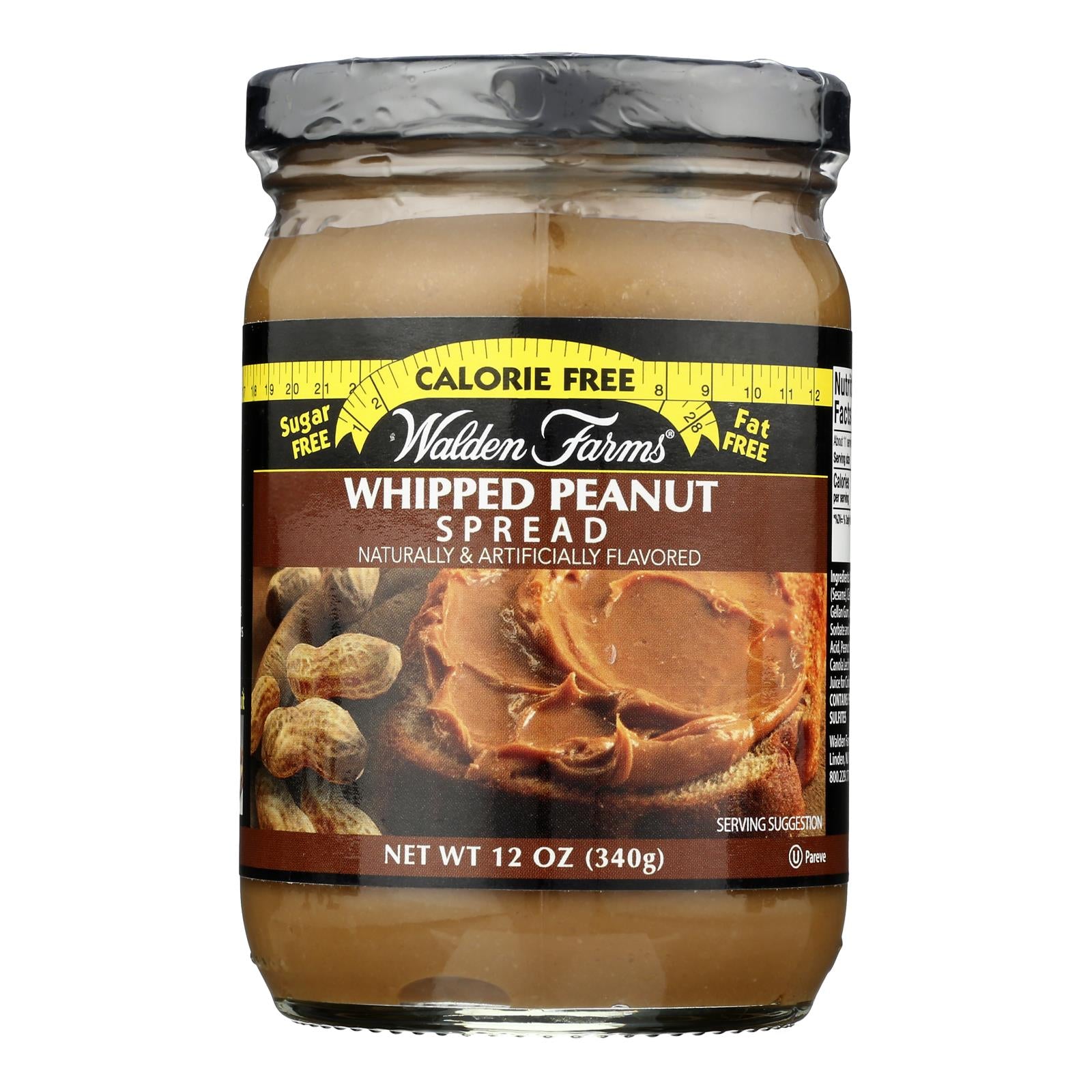 Walden Farms Peanut Spread - Creamy - Case of 6 - 12 oz