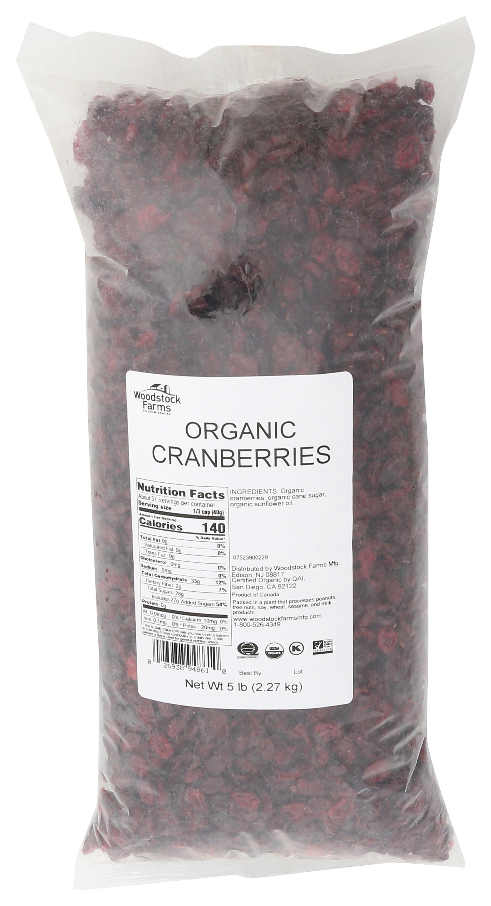 Bulk Dried Fruit - Cranberries Og2 Swt - CS of 10-#