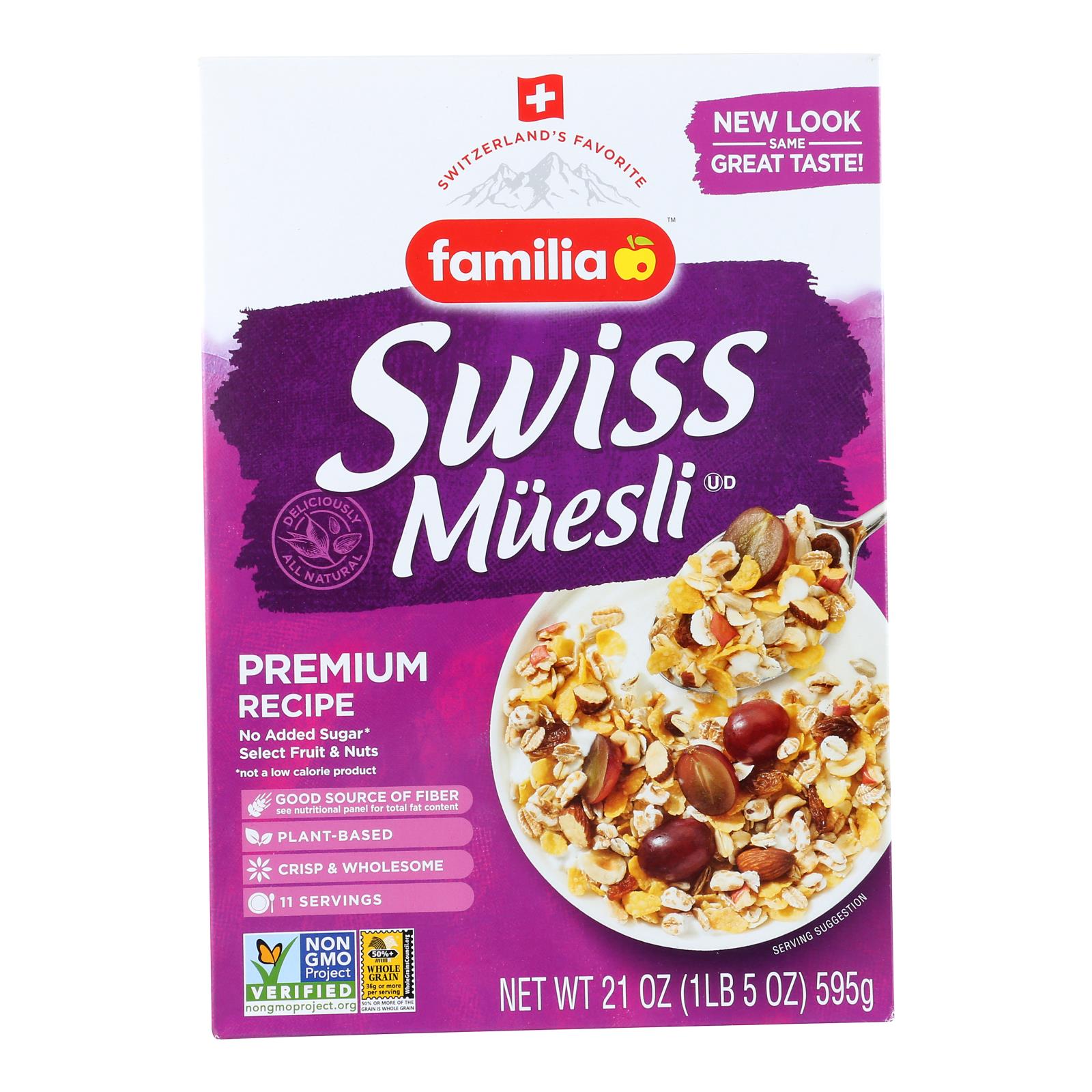 Familia Muesli Cereal - Sugar Free - Case of 6 - 21 oz.