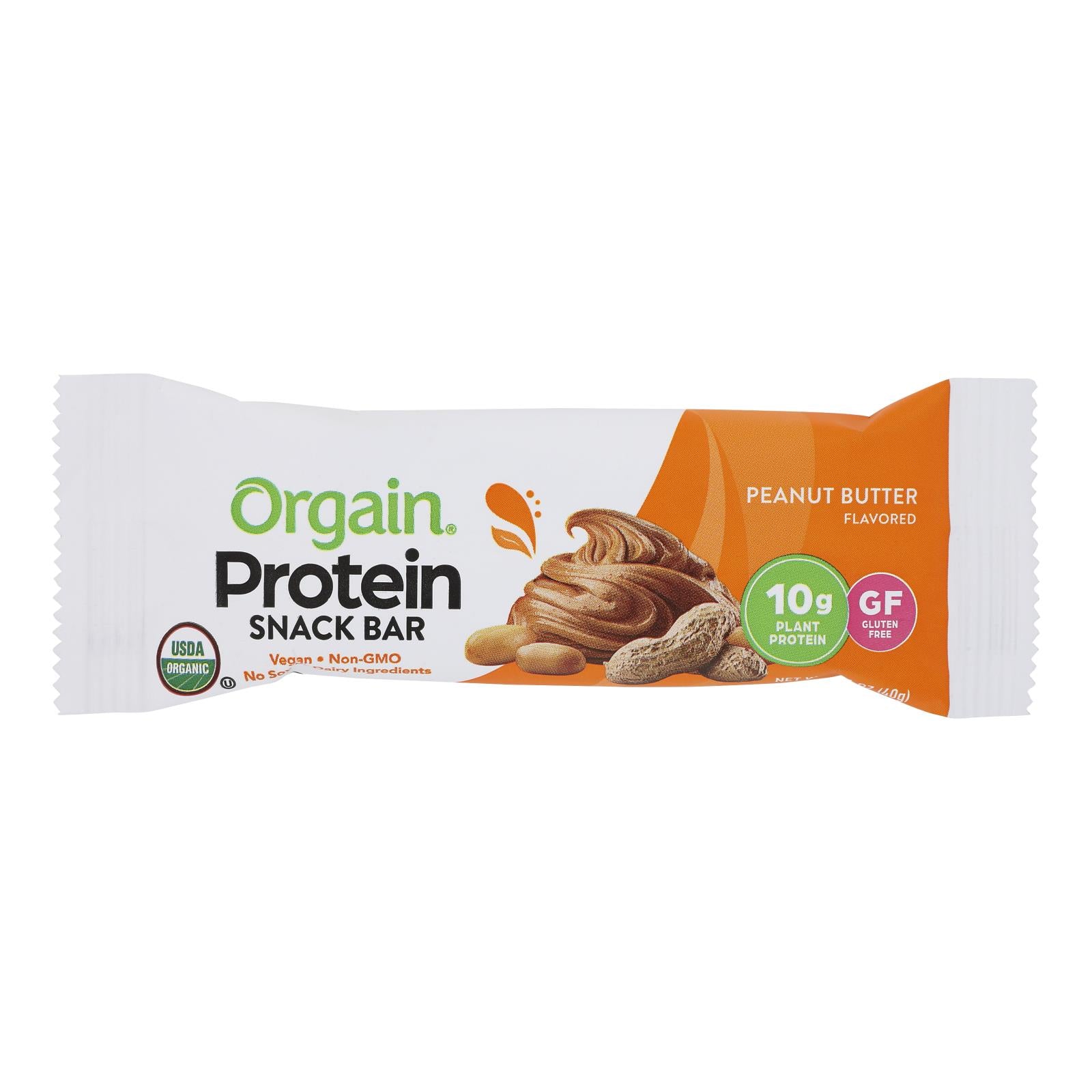 Orgain Organic Protein Bar - Peanut Butter - Case of 12 - 1.40 OZ