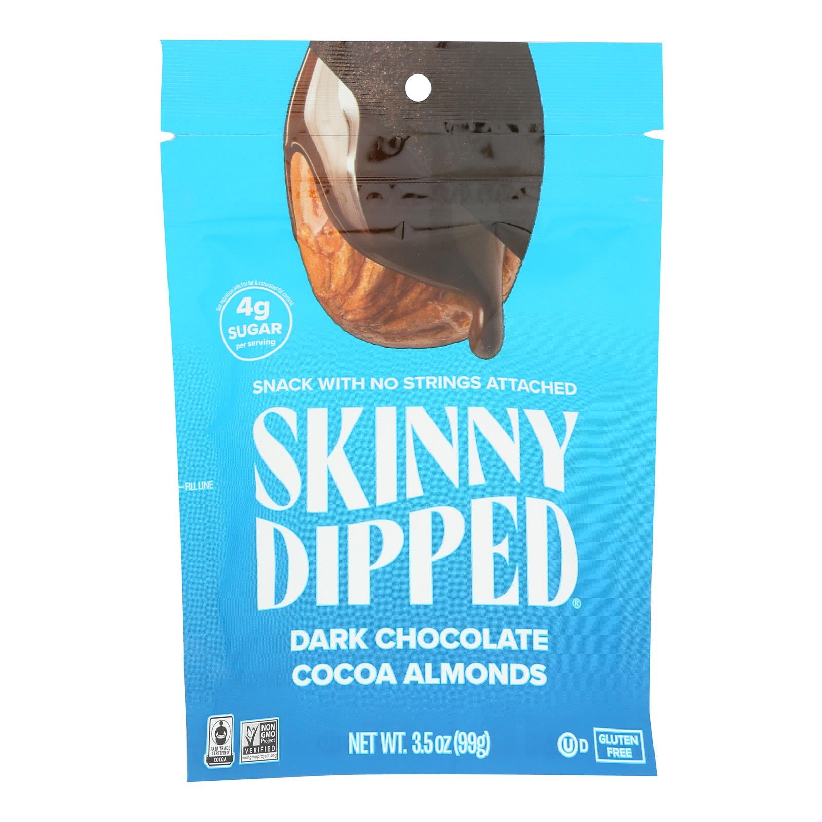 Skinny Dipped Almonds - Dark Chocolate Cocoa - Case of 10 - 3.5 OZ