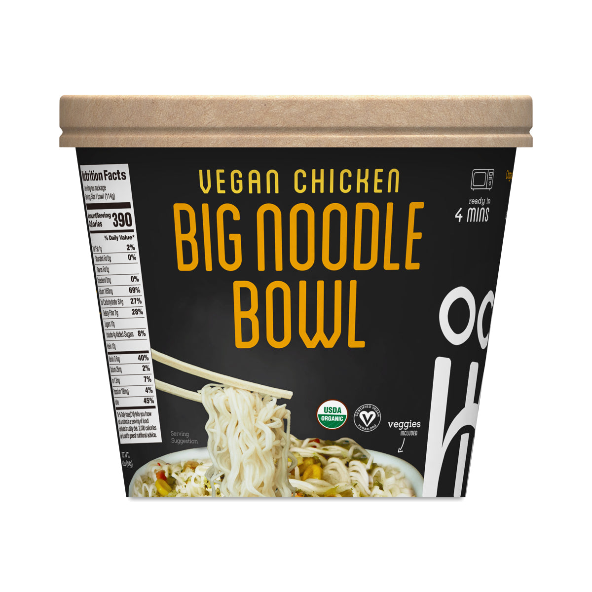 Ocean's Halo Organic Vegan Chicken Big Bowl of Noodles 4.02 oz - Case of 6