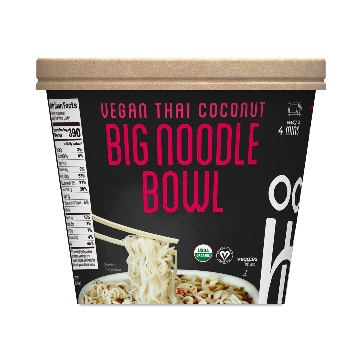 Ocean's Halo Organic Vegan Thai Coconut Big Bowl of Noodles 4.02 oz - Case of 6