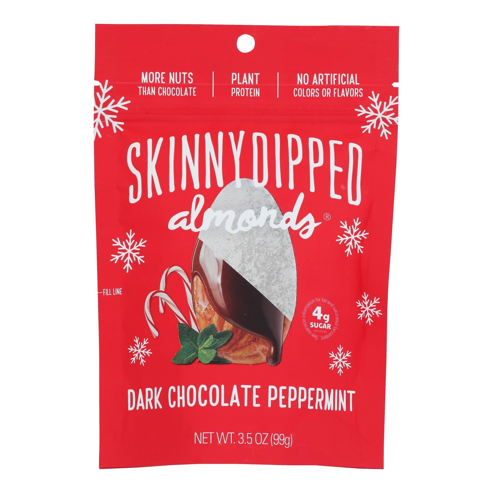 Skinny Dipped Almonds Dark Chocolate Peppermint Almonds Peppermint - Case of 10 - 3.5 OZ