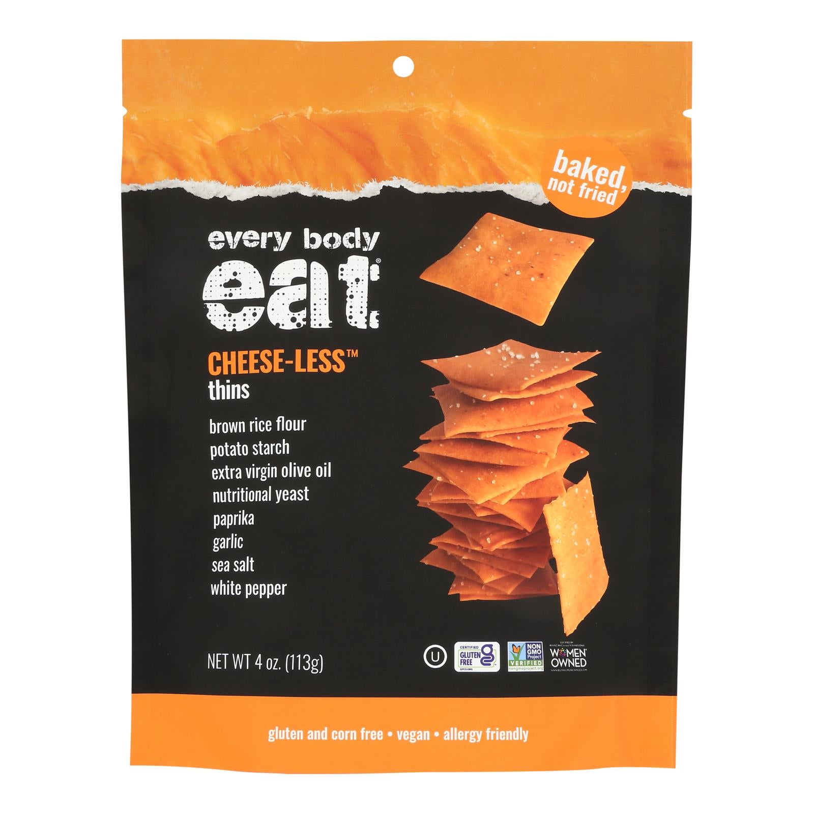 Every Body Eat - Snack Thins Cheese-less - Case of 6-4 OZ