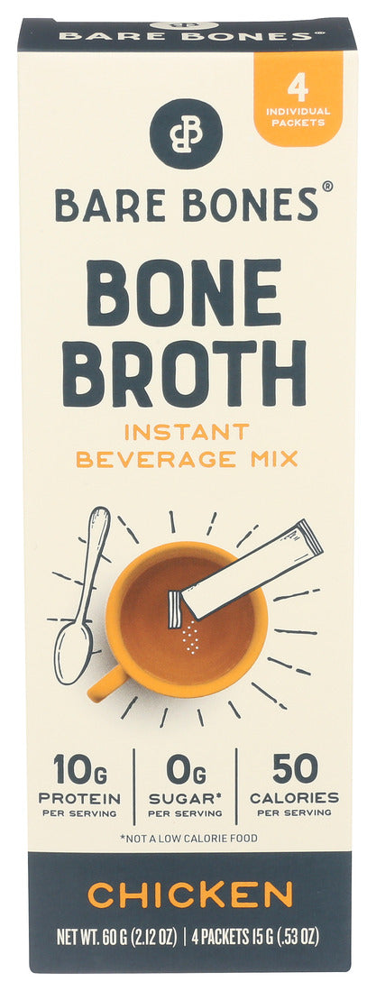 Bare Bones Broth - Bn Brth Chkn Instant 4 Ct - CS of 8-2.12 OZ