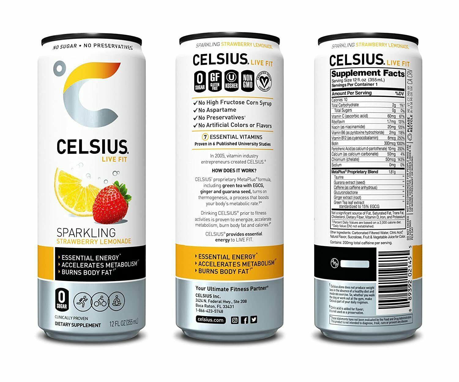 Celsius - Strwbry Lmnade Sparkling - CS of 12-12 FZ