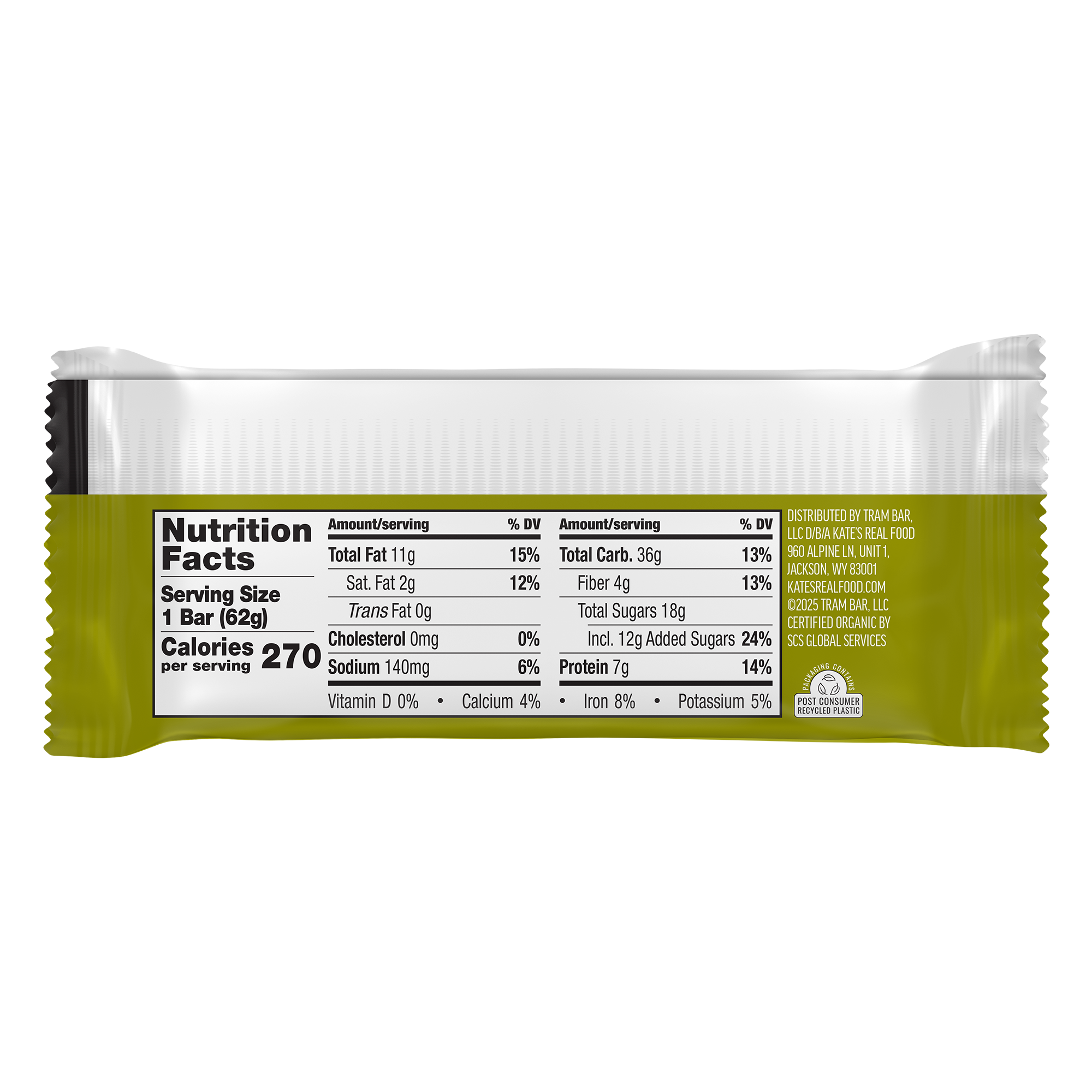 Kate's Real Food Peanut Butter Dark Chocolate Snack Bars 6 - 1.1 oz Bars - Case of 8