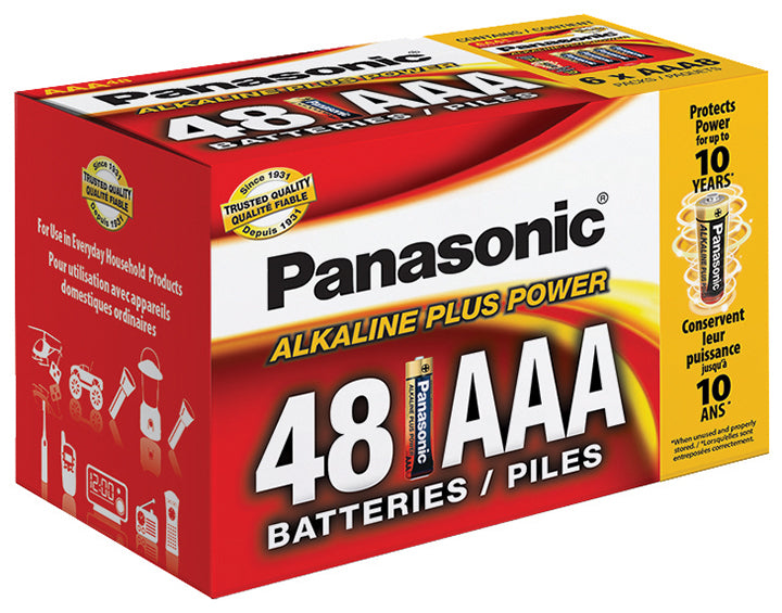 Panasonic Alkaline Size "AAA" Plus Power (48-Pack) Blister Box