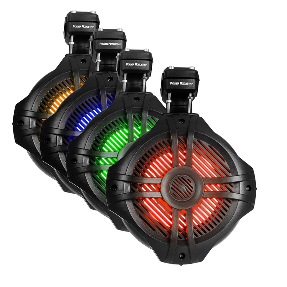 Power Acoustik Marine 6.5" 2-Way Wakeboard Speakers with RGB LED Illumination - Pair (Black)