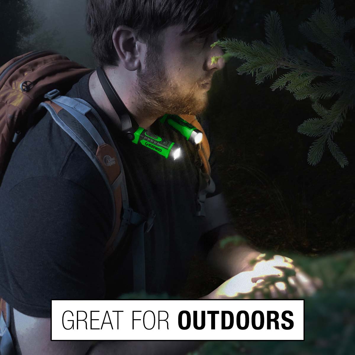 EZ RED ANYWEAR Rechargeable Neck Light for Hands-Free Lighting Green