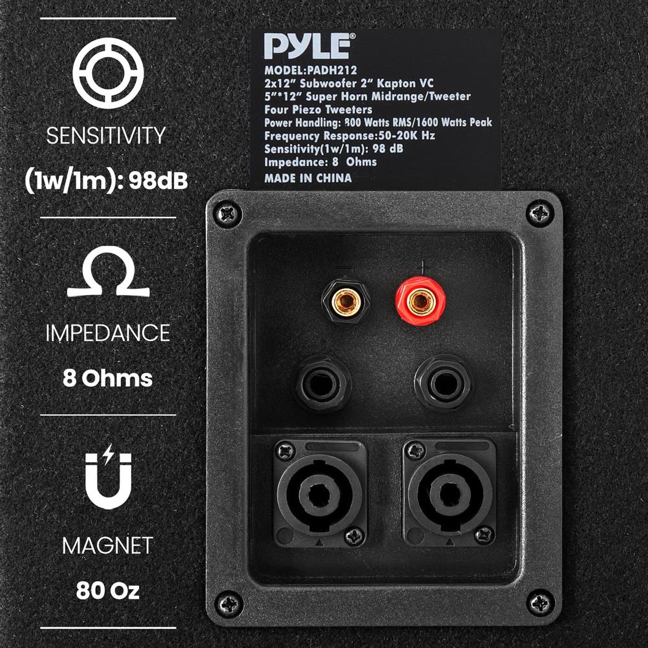 DUAL 12" PROFESSIONAL DJ CABINETS;PYLE PRO;1600WATTS