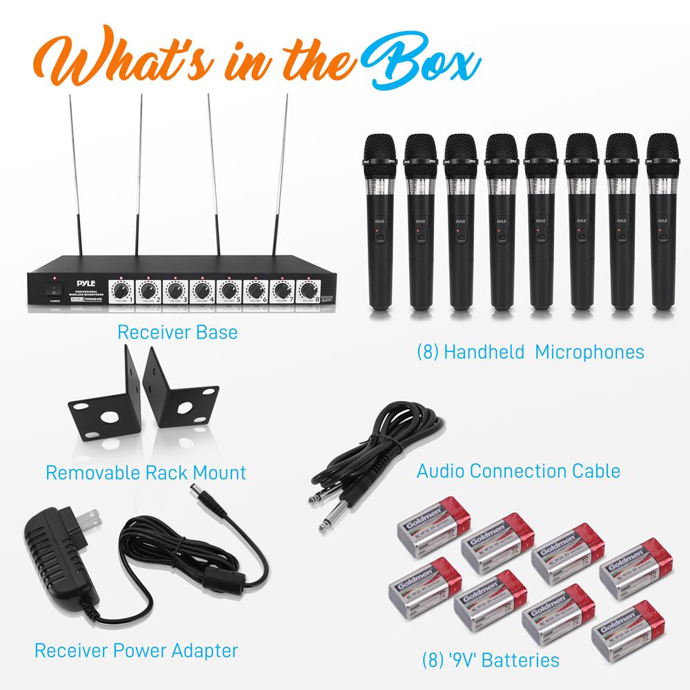 Pyle Pro 8 Mic Wireless System Hand held