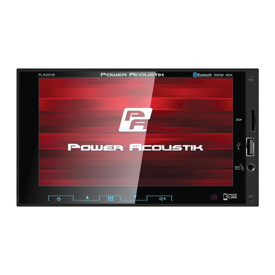 Power Acoustik 6.2‚Äù Double DIN MECHLESS Fixed Face Receiver with PhoneLink Bluetooth