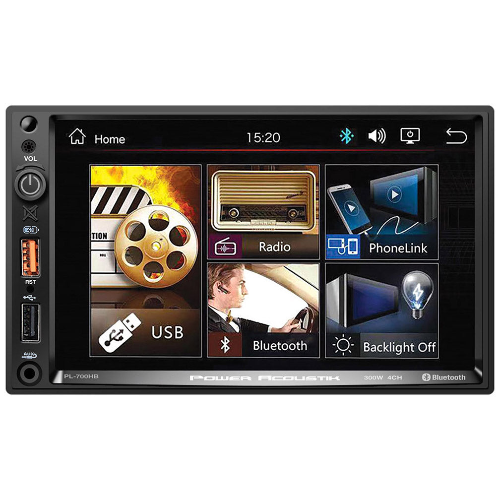 Power Acoustik 7" Double Din Mechless Multimedia Fixed Face Receiver with Bluetooth & Android PhoneL
