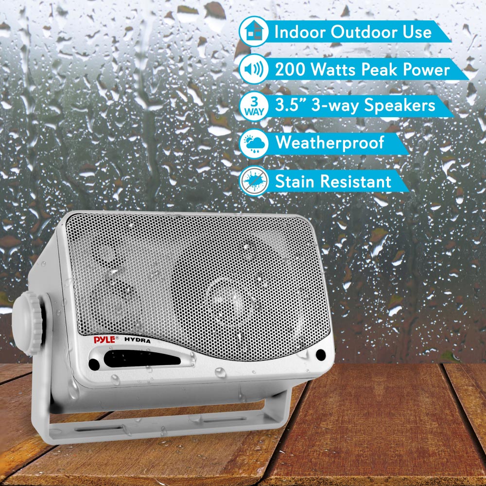 Pyle Marine 2-Way Box Speakers with 3.5‚Äù Woofer (Silver)