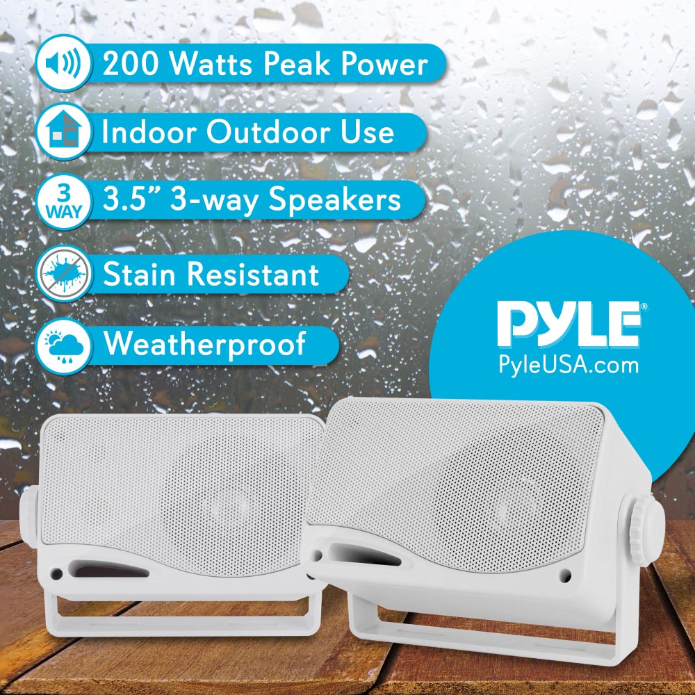 Pyle Marine 2-Way Box Speakers with 3.5‚Äù Woofer (White)