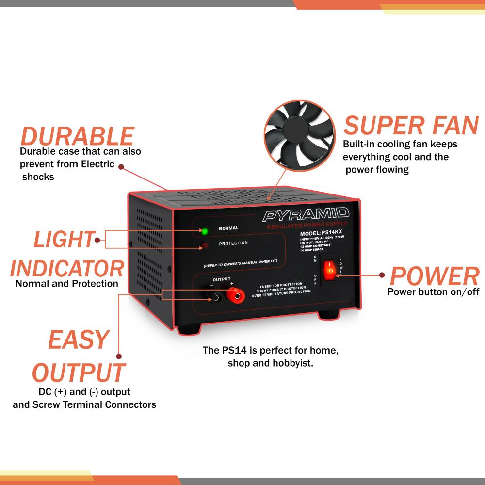 Pyramid (PS14KX.5) 12 Amp Power Supply