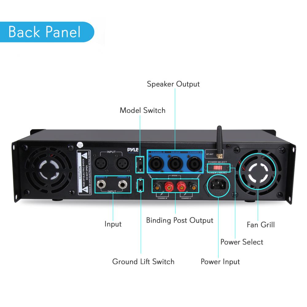 AMPLIFIER PYLE PRO 1000WATT 2 CHANNEL BRGABLE;RACK MOUNT with Bluetooth
