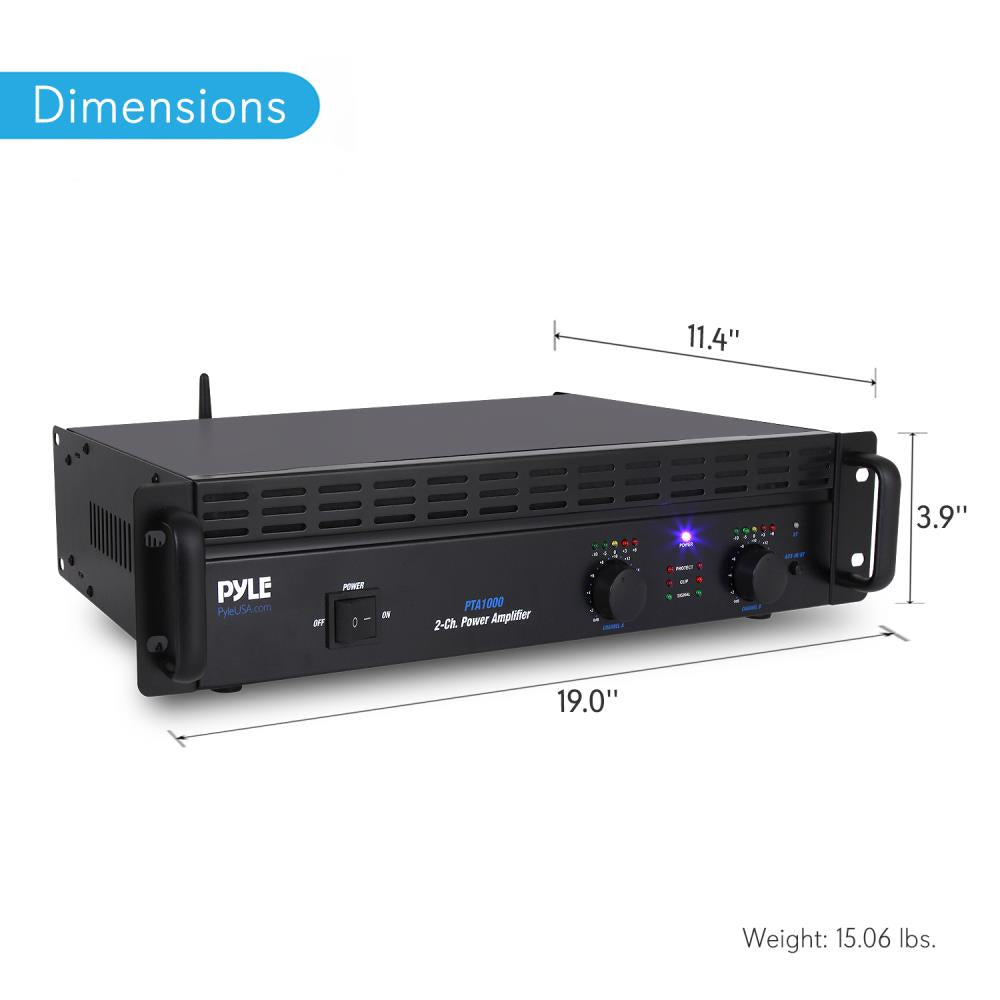 AMPLIFIER PYLE PRO 1000WATT 2 CHANNEL BRGABLE;RACK MOUNT with Bluetooth